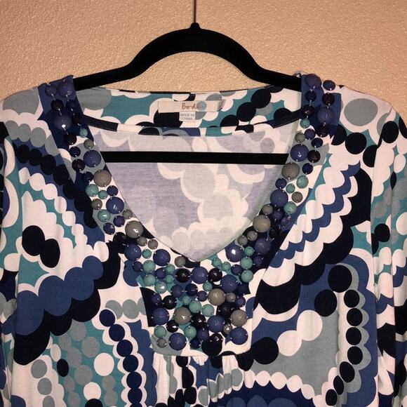 Boden Professional Boho Hippie Girlie Blue Green Rhinestone Collar Midi Dress 6 - Picture 2 of 9